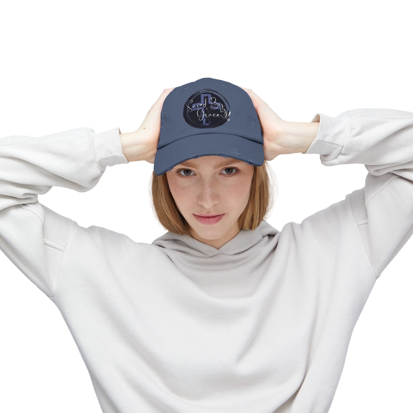 Distressed Cap - Saved by Grace Hat